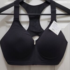 Victoria's Secret Black Front-Zip Racerback Sports Bra